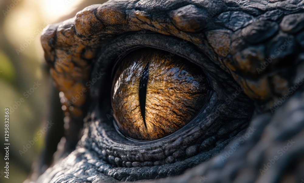 Close-up Capture of Intricate Details in Reptilian Eye Showing Textured Skin and Intense Gaze of a Wild Predator in Natural Environment Close-up Capture of Intricate Details in Reptilian Eye Showing Textured Skin and Intense Gaze of a Wild Predator in Natural Environment