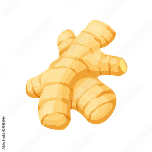 A simple flat 2D icon of ginger root isolated on the background, vector design, ideal for animation, UI/UX design, mobile apps, web design, digital illustrations, flat 2D