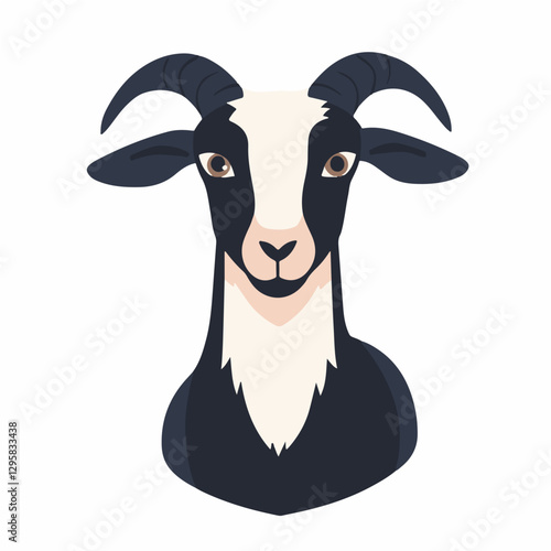 A simple flat 2D icon of black goat isolated on the background, vector design, ideal for animation, UI/UX design, mobile apps, web design, digital illustrations, flat 2D, animal set