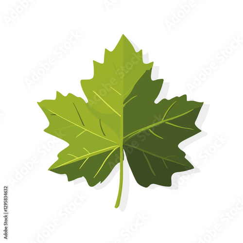 A 2D simple green grapevine leaf motion graphic flat-design vector animation style, in white background, flat design, animation design, vector, flat design, logo.