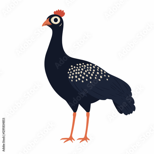 A simple flat 2D icon of a guinea fowl isolated on the background, vector design, ideal for animation, UI/UX design, mobile apps, web design, digital illustrations, flat 2D, animal set