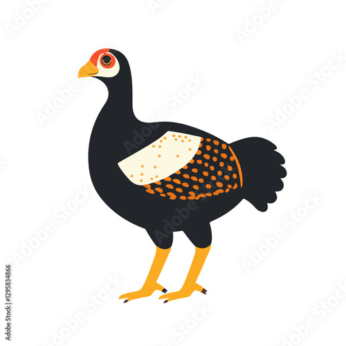 A simple flat 2D icon of a guinea fowl isolated on the background, vector design, ideal for animation, UI/UX design, mobile apps, web design, digital illustrations, flat 2D, animal set