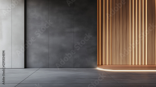 sunlight casts shadows on the wall, highlighting the textures and minimalist design