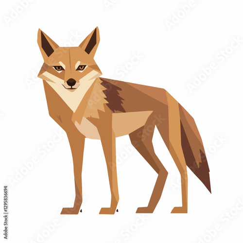 A 2D simple icon jackal polygon motion graphic flat-design vector animation style, in a white background, flat design, animation design, vector, flat design, logo