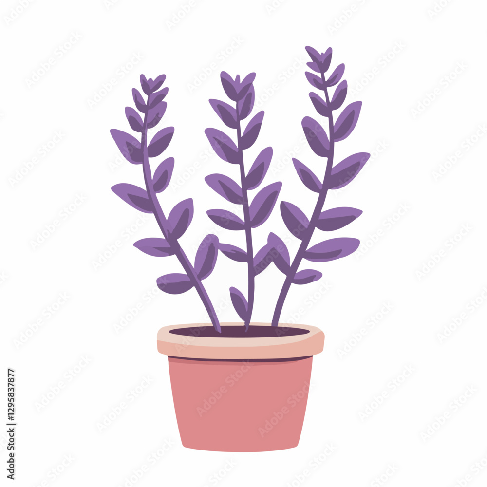 Simple flat 2D icon lavender branch in vase isolated on a white background, vector, flat design, animation design, vector, flat design, simple flat 2D icon, minimalist and modern Simple flat 2D icon lavender branch in vase isolated on a white background, vector, flat design, animation design, vector, flat design, simple flat 2D icon, minimalist and modern