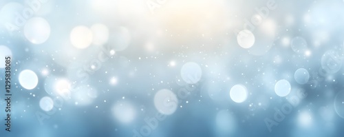 Abstract background showcasing soft blurred blue and white bokeh lights