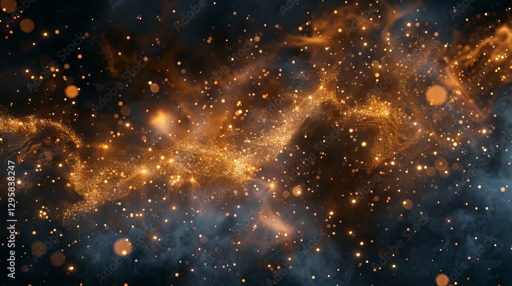 Fototapeta premium Glittering transparent gold dust overlays creating a luxurious shimmer effect for enchanting festive designs, photo editing, and elegant graphic projects