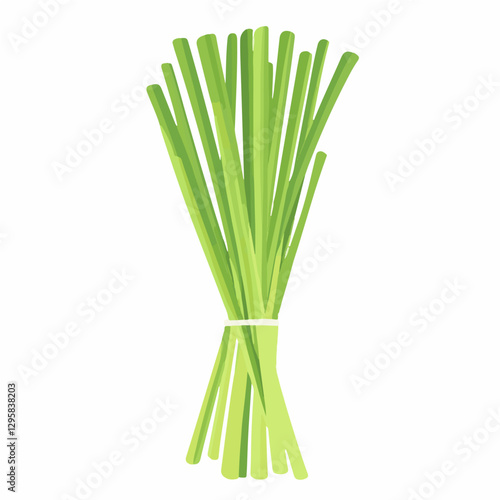 Simple flat 2D icon lemongrass isolated on a white background, vector, flat design, animation design, vector, flat design, simple flat 2D icon, minimalist and modern, flat design