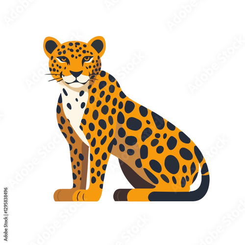 Simple flat 2D icon leopard isolated on transparent background, vector, flat design, animation design, vector, flat design, animation design, simple flat 2D icon, minimalist design, clipart