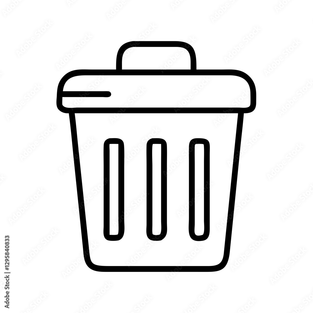 trash can icon, trash can line art - simple line art of trash can, perfect for trash can logos and icons trash can icon, trash can line art - simple line art of trash can, perfect for trash can logos and icons