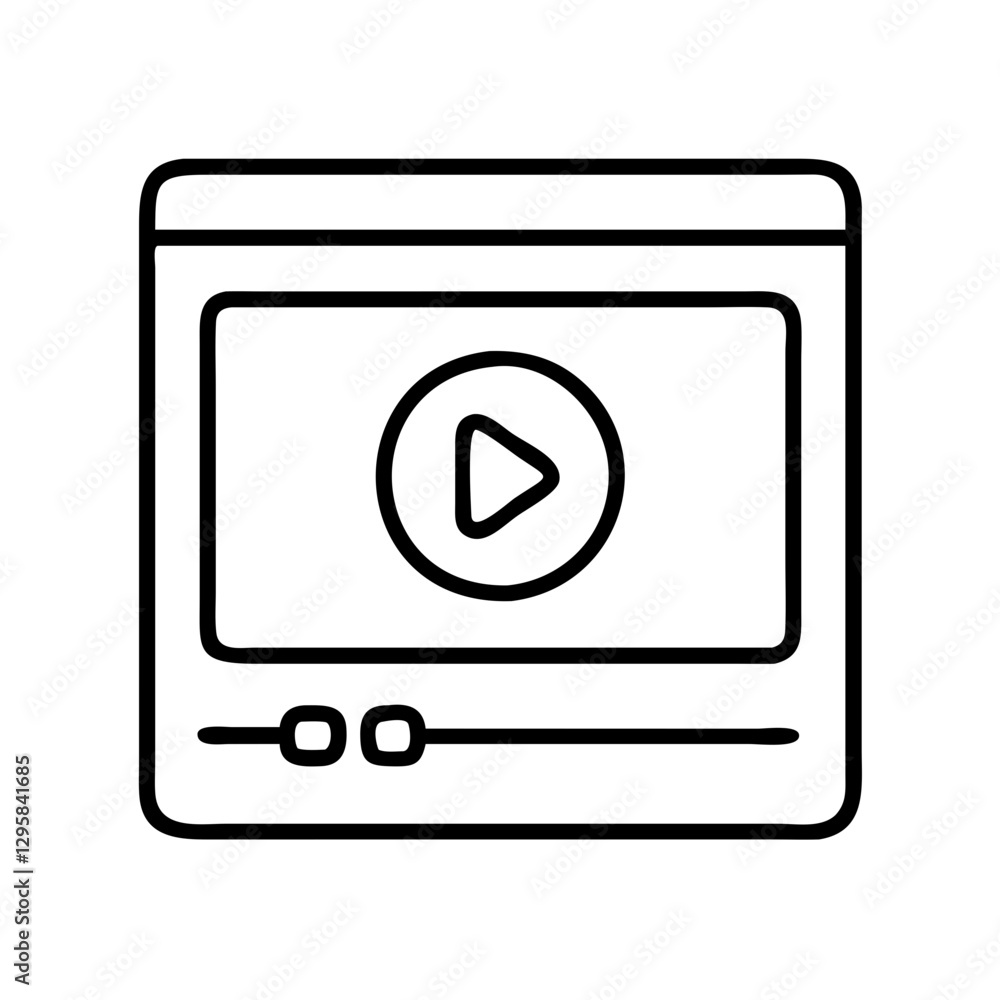 video player icon, video player line art - simple line art of video player, perfect for video player logos and icons video player icon, video player line art - simple line art of video player, perfect for video player logos and icons