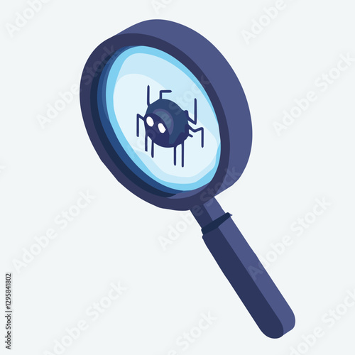llustration of Isometric Magnifier Scanning Bug