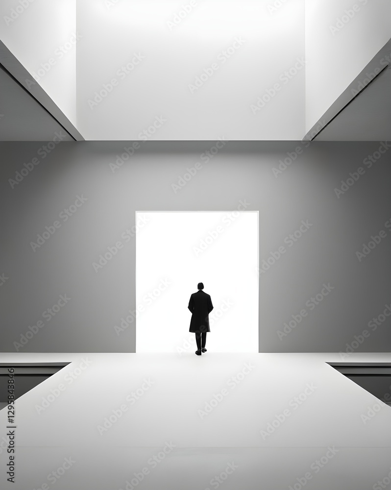 Obraz premium Minimalist Conceptual Art - Man Walking into the Light