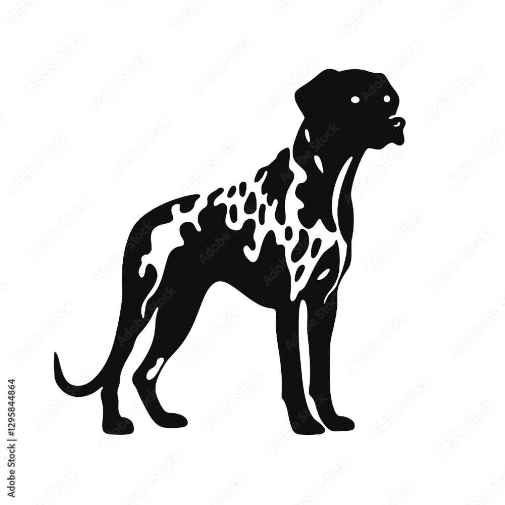 Naklejka premium Dalmatian dog - Vector black silhouette isolated