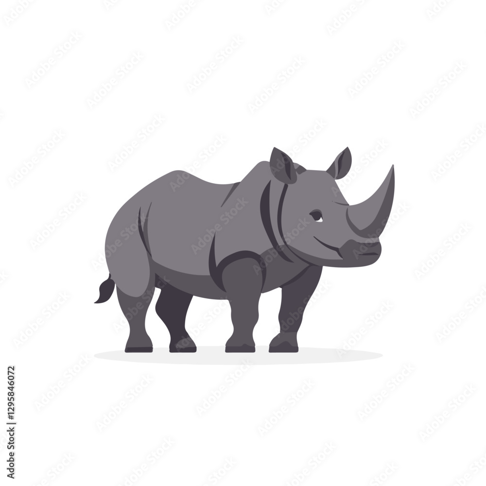 Simple flat 2D icon rhinoceros logo isolated on white background, vector, flat design, animation design, animation design, simple flat 2D icon, clipart Simple flat 2D icon rhinoceros logo isolated on white background, vector, flat design, animation design, animation design, simple flat 2D icon, clipart
