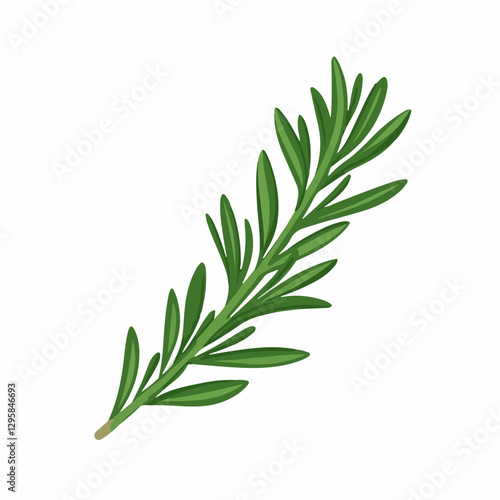 A Simple icon flat 2D icon rosemary leaf branch isolated on a transparent background, vector, animation design, simple flat 2D icon, minimalist design and modern illustration