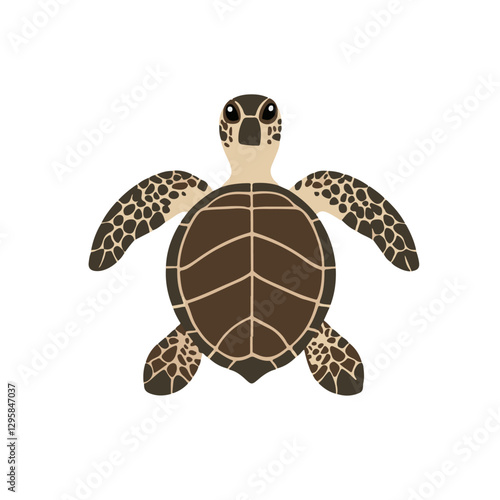 Simple flat 2D icon brown sea turtle isolated on transparent background, vector, flat design, animation design, vector, flat design, animation design