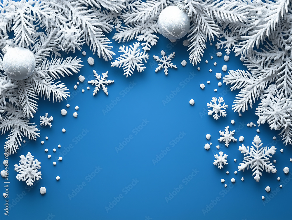 Polar Christmas background in blue, New Year postcard Polar Christmas background in blue, New Year postcard