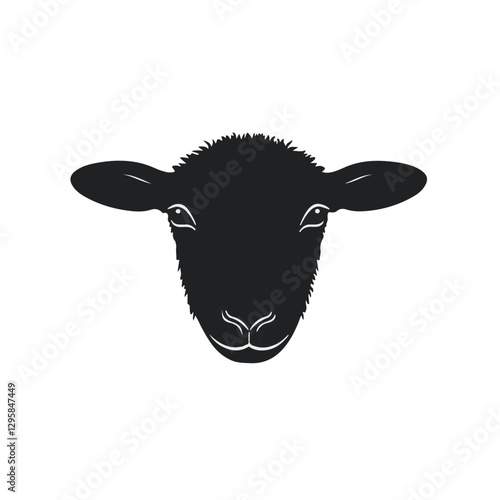 Simple flat 2D icon cute sheep head isolated on transparent background, vector, flat design, animation design, vector, flat design, animation design, simple flat 2D icon, clipart