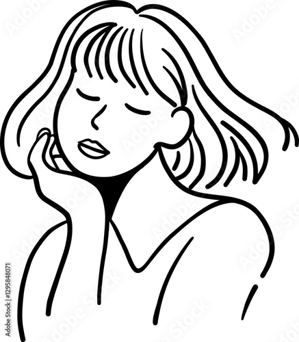 aesthetic woman expression in lineart illustration