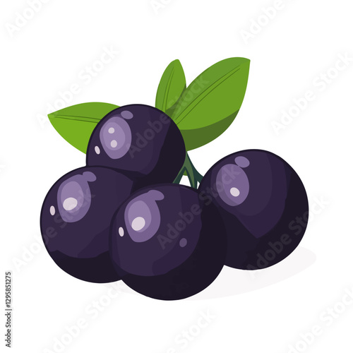 A Simple icon flat 2D icon acai berry branch isolated on a transparent background, vector, animation design, simple flat 2D icon, minimalist design and modern illustration