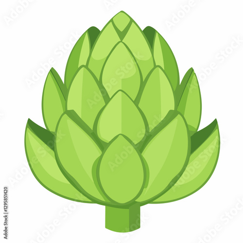 A Simple icon flat 2D icon green artichoke isolated on a transparent background, vector, animation design, simple flat 2D icon, minimalist design and modern illustration