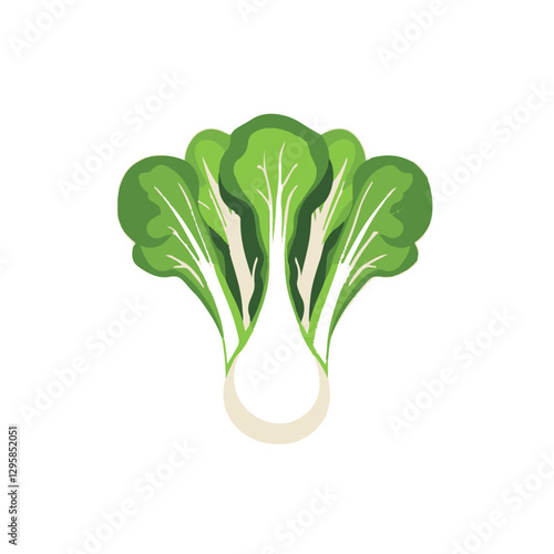 A Simple icon flat 2D icon green bok choy branch isolated on a transparent background, vector, animation design, simple flat 2D icon, minimalist design and modern illustration