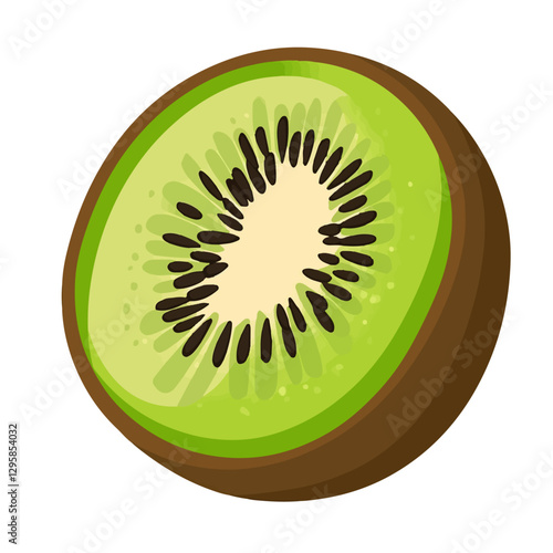 A Simple icon flat 2D icon sliced kiwi isolated on a transparent background, vector, flat design, animation design, simple flat 2D icon, minimalist design