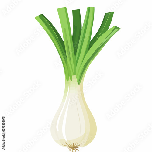 A Simple icon flat 2D icon green leek isolated on a blue background, vector, flat design, animation design, simple flat 2D icon, minimalist design