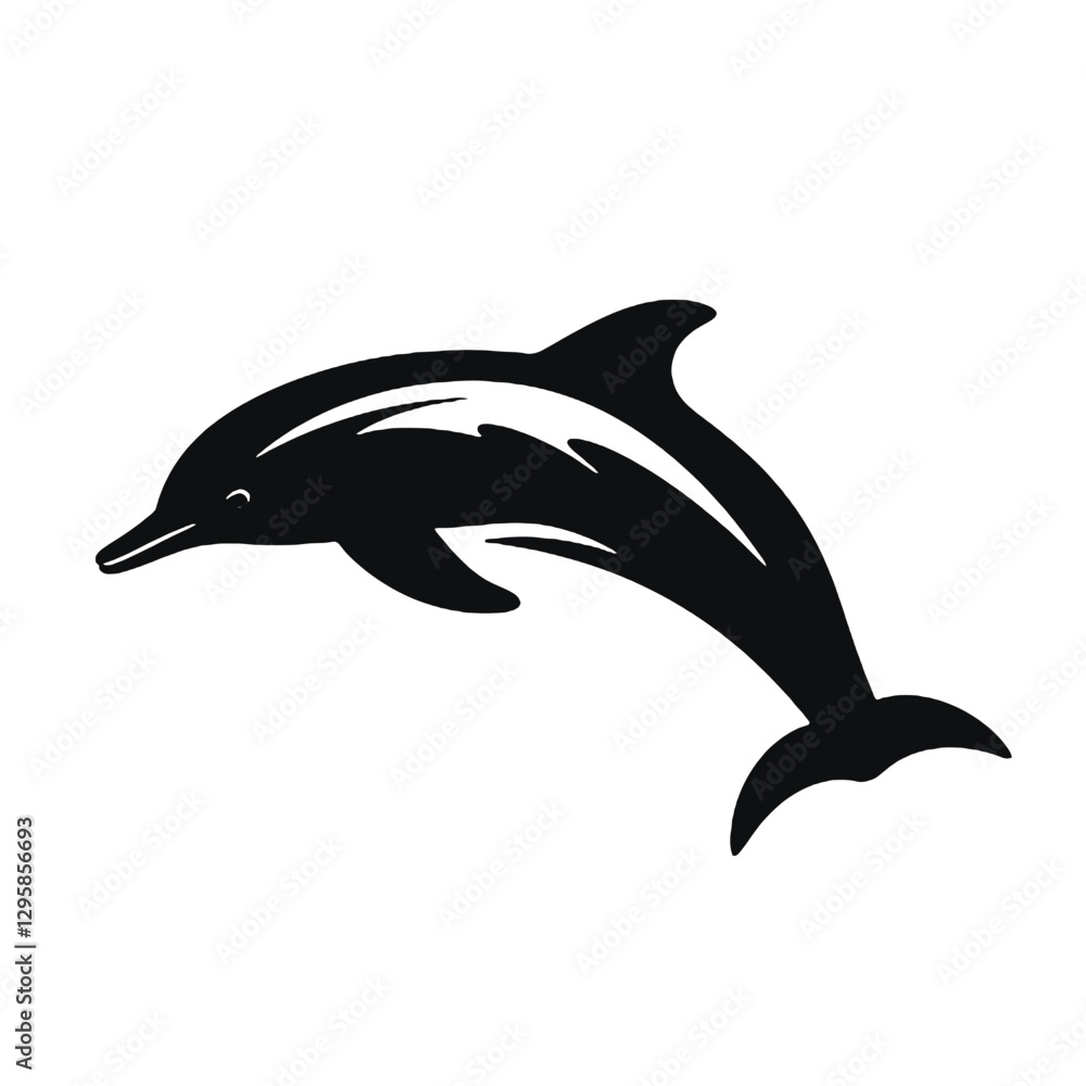 Naklejka premium Dolphin - Vector black silhouette isolated