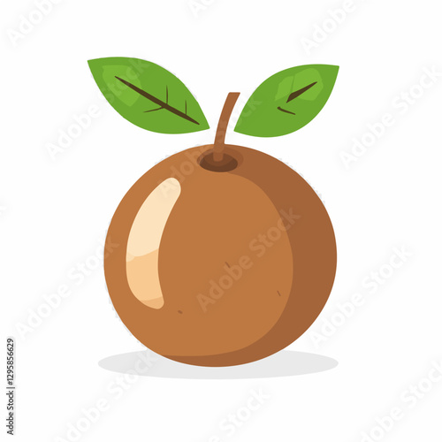 Simple flat 2D icon sapodilla isolated on a transparent background, vector, flat design, animation design, vector, flat design, animation design, simple flat 2D icon, minimalist design