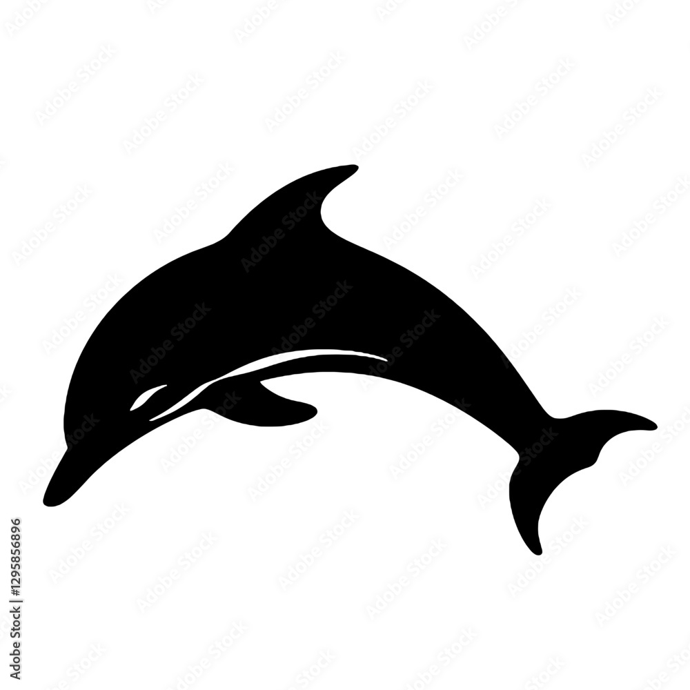 Fototapeta premium Dolphin - Vector black silhouette isolated