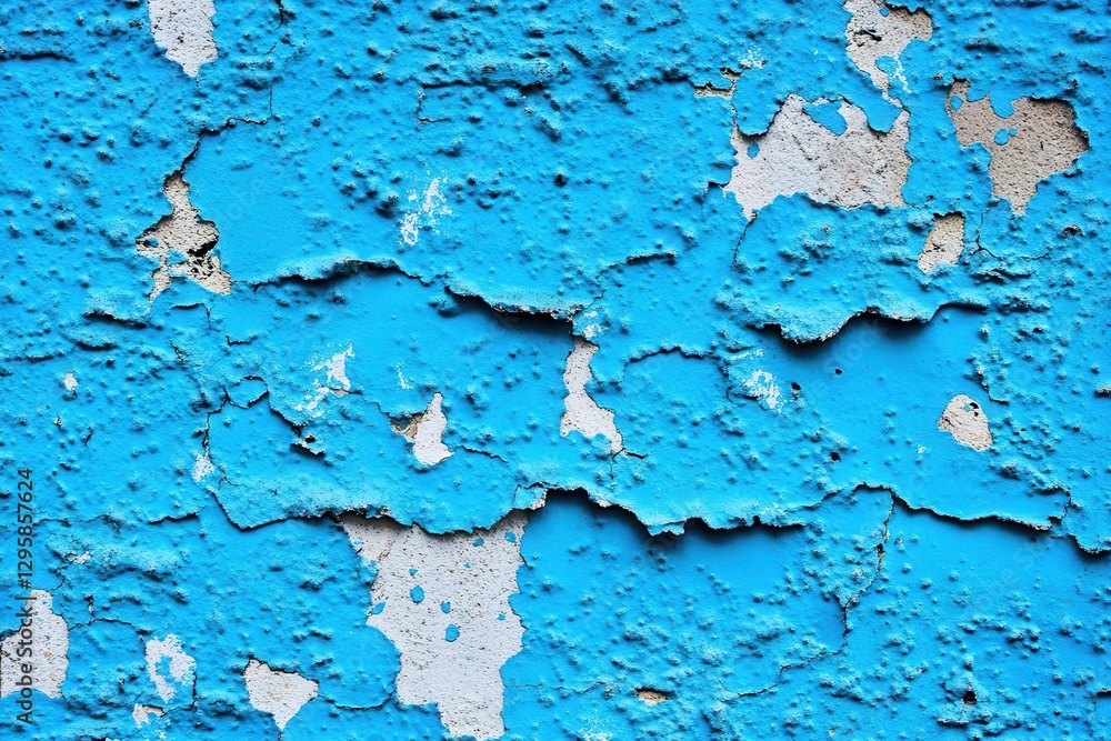 Peeling blue paint, urban wall texture, background, design