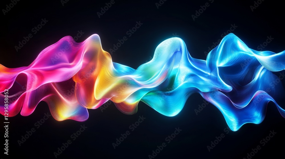 Obraz premium Colorful Light Waves Flowing in Abstract Bright Fluid Motion