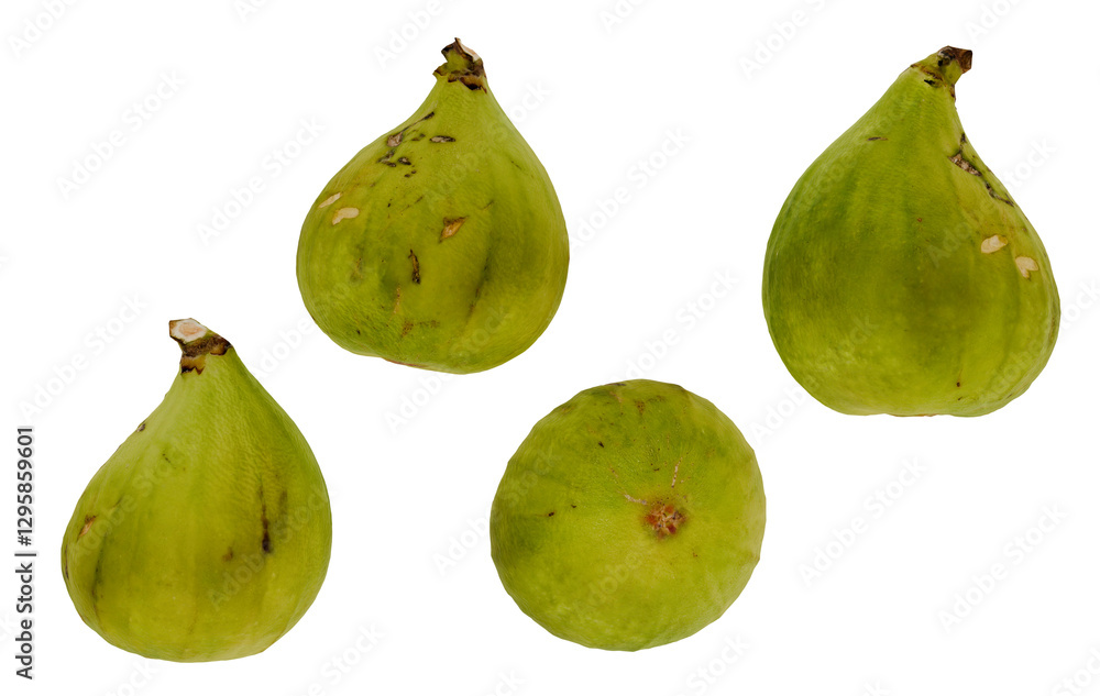 Four Green Figs Isolated on Black Background Four Green Figs Isolated on Black Background
