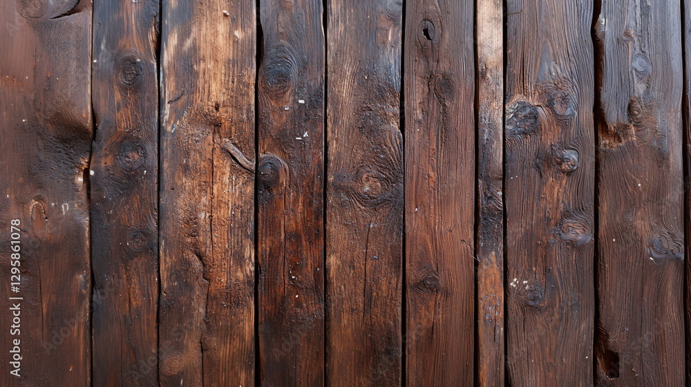 Fototapeta premium Wooden wall texture with detailed grain patterns showcasing natural rustic charm and character in warm brown tones