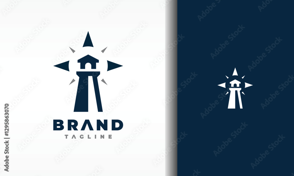 Simple Lighthouse Compass Logo Simple Lighthouse Compass Logo