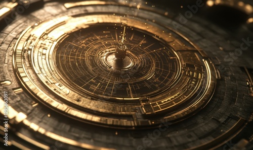 Wallpaper Mural Golden compass mechanism, intricate details, sparks, navigation, time, exploration Torontodigital.ca