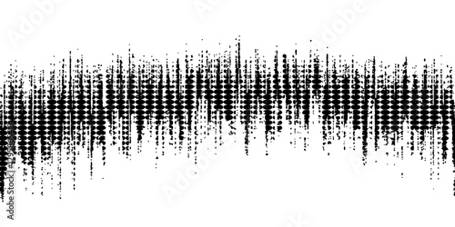 Vector retro grunge sound wave pattern. Audio equalizer halftone design with pulse effect