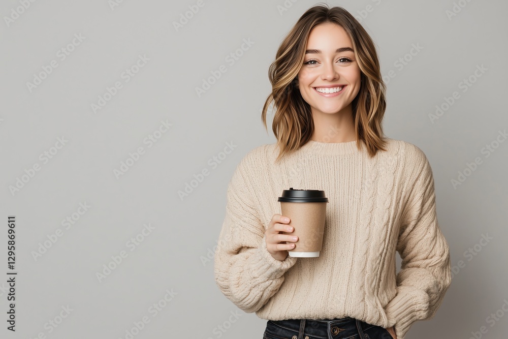 Glückliche junge Frau mit Kaffeebecher
Glückliche junge Frau mit Kaffeebecher