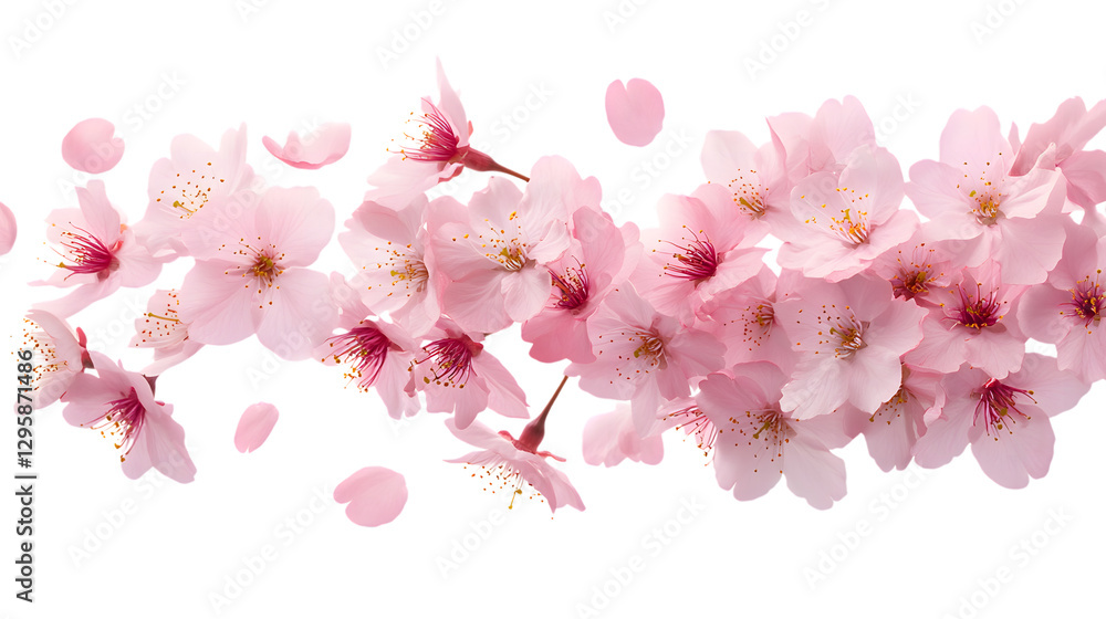 Naklejka premium Cherry Blossom Branch on transparent background