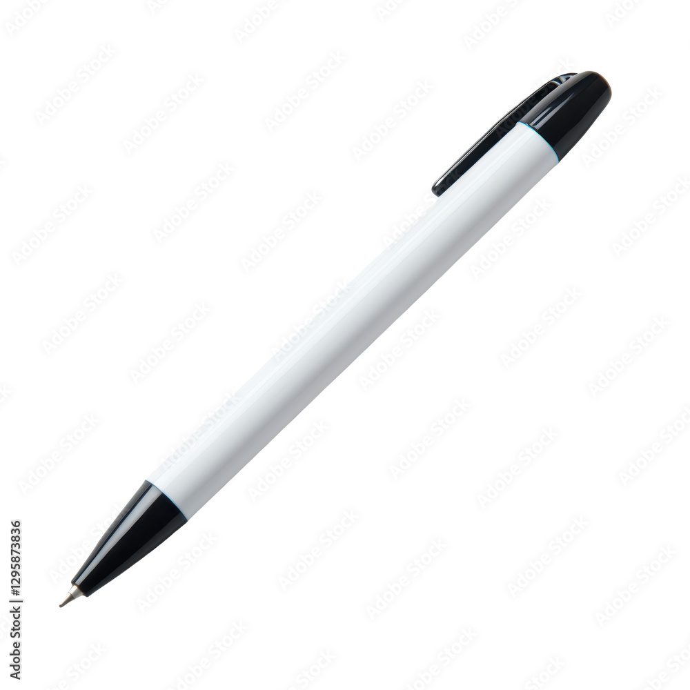 Sleek White and Black Ballpoint Pen - A Professional Writing Instrument Sleek White and Black Ballpoint Pen - A Professional Writing Instrument