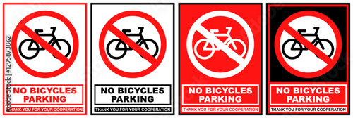 set collections no bicycle parking prohibited sign symbol design label template vector illustration