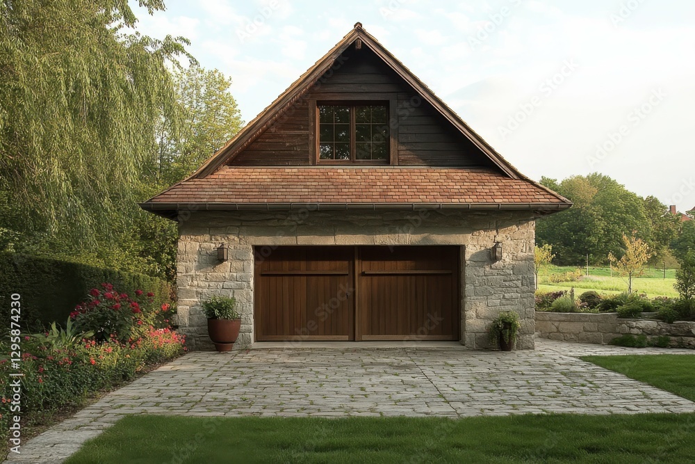Outbuilding with Garage: Luxury Design for House Construction on Garden Parcel Outbuilding with Garage: Luxury Design for House Construction on Garden Parcel