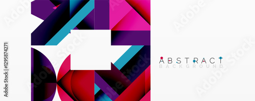 Abstract geometric composition with interlocking circular and angular shapes, featuring smooth gradients and sharp contrasts on a white background