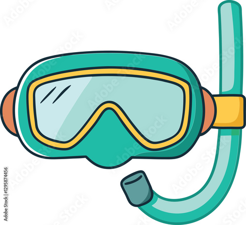  Diving Mask with Snorkel Vector Illustration - Perfect for Water Sports and Scuba Diving Graphics