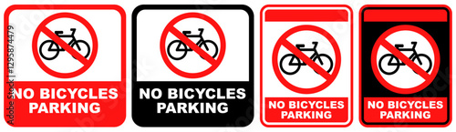set collections no bicycle parking prohibited sign symbol design label template vector illustration