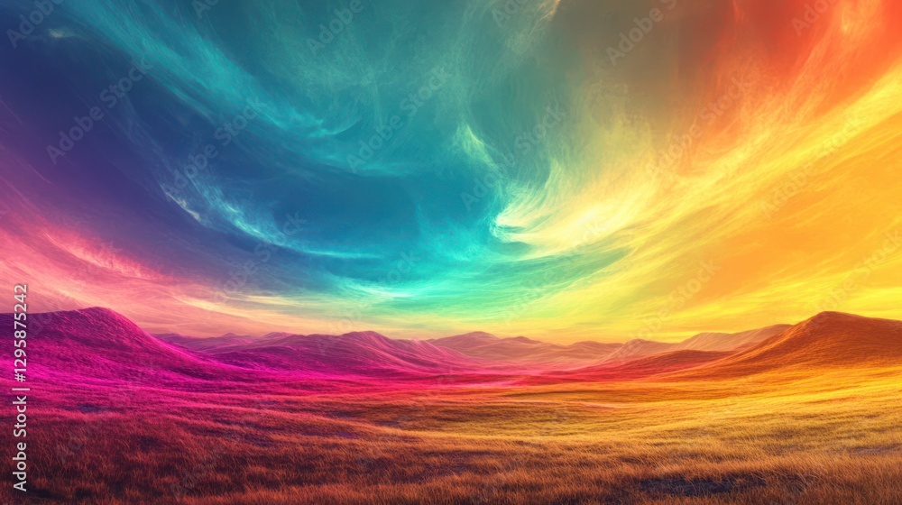 Fototapeta premium Colorful Fantasy Landscape Sunset