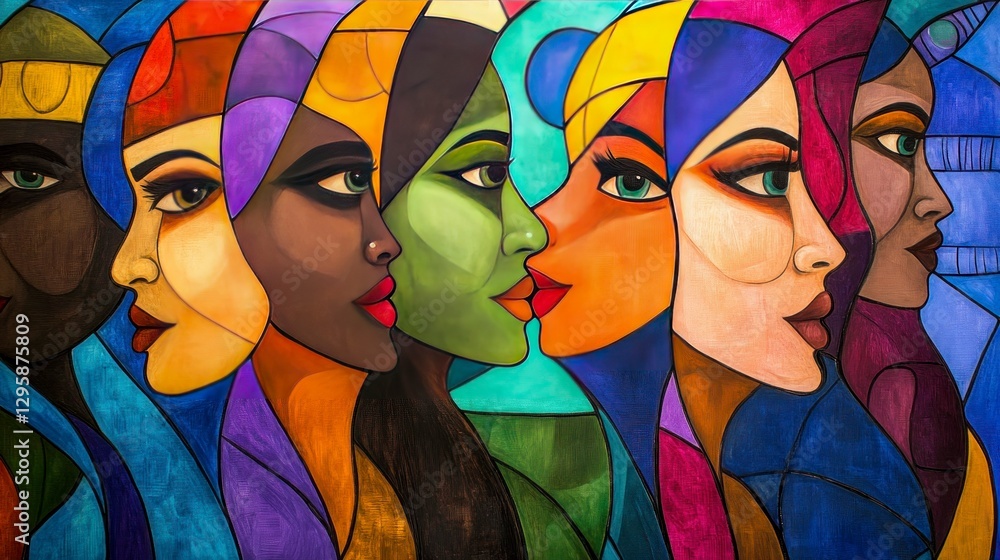 Obraz premium Empowering women through art celebrating leadership and cultural diversity in a vibrant mural urban environment