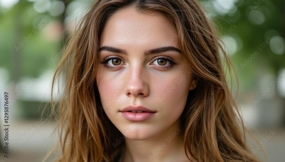 Natural beauty with soft features and warm lighting Natural beauty with soft features and warm lighting
